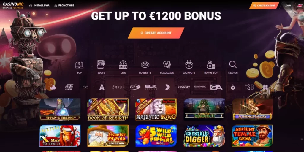 casinonic online homepage